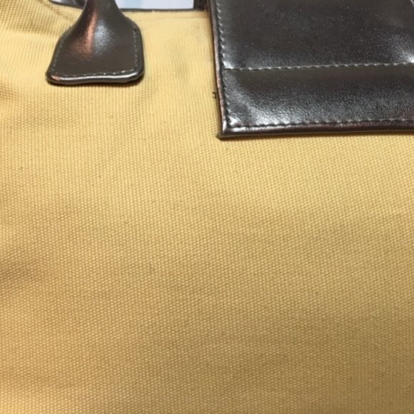 Victoria's Secret Yellow Cotton Canvas w/Silver Trim Satchel Handbag 12"x5" - Picture 8 of 11